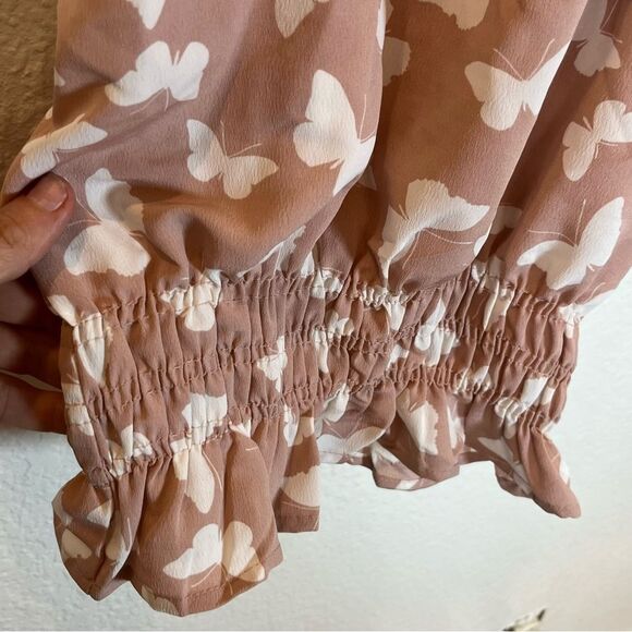 Paper Crane Butterfly Smocked Waist Peplum Halter Top in Pink NWT! size XS - Picture 4 of 7